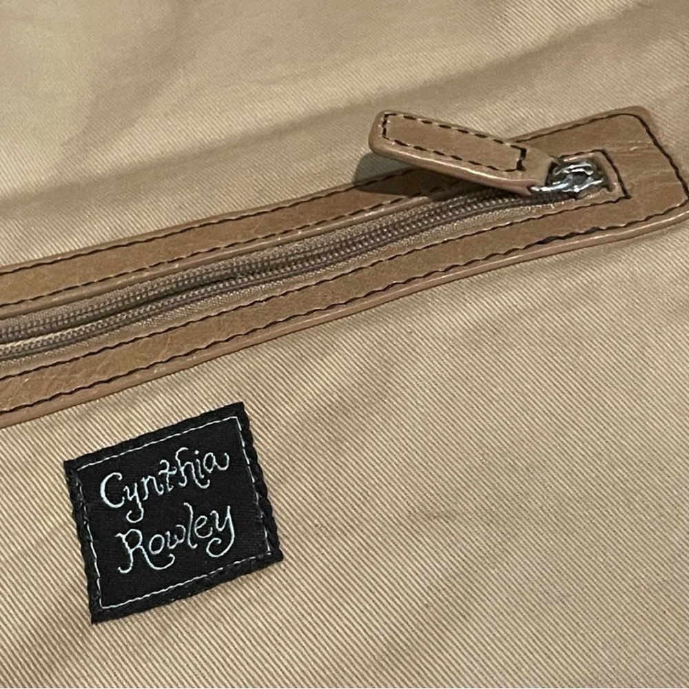 Vintage 90s Y2K Cynthia Rowley Tan Leather Slouchy Oversized Clutch - Picture 10 of 16